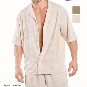 Conjunto Caballero Camisa Manga Corta y Short CH/M/G/XL – Paquete 12pz | Conjunto Casual Verano