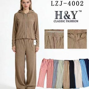 Conjunto Casual Texturizado para Mujer Sudadera con Cierre + Pantalón Modelo LZJ-4002 – Colores Surtidos | Unitalla Paquete de 12pz