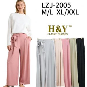 Pantalón Amplio Tipo Palazzo con Lazo para Mujer H&Y LZJ-2005 – Colores Surtidos | Tallas M/L y XL/XXL Paquete de 12pz