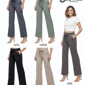 Pantalón Crepé Mini Acampanado para Mujer BETHEL P96237 – Colores Surtidos | Tallas CH/M y G/EG Paquete de 12pz