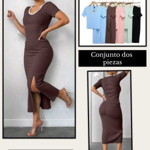 Conjunto Casual para Mujer Blusa + Falda Modelo C390 – Colores Surtidos | Unitalla Paquete de 12pz