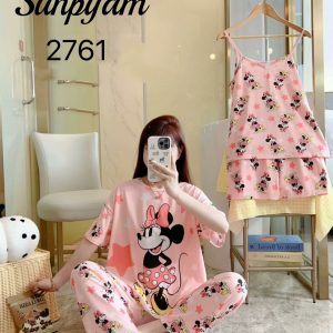 Pijama Dama Personajes DISNEY 4 Piezas – Paquete con 12 Modelos | Conjunto