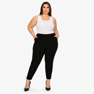 Pantalón Plus Size Tipo Scuba con Botón en Bolsillos – Paquete de 12 Piezas | Tallas 2XL y 3XL | Colores Surtidos
