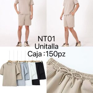 Conjunto Casual para Hombre Playera + Short Modelo NT01 – Colores Surtidos | Unitalla Paquete de 12pz