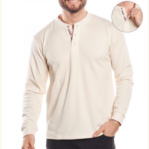 Playera Manga Larga Caballero Tipo Henley CH/M/G/XL – Paquete 12pz | Colores Surtidos