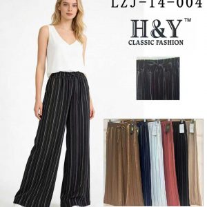 Pantalón de Rayas Tipo Palazzo para Mujer Modelo LZJ-14-004 – Colores Surtidos | Unitalla Paquete de 12pz