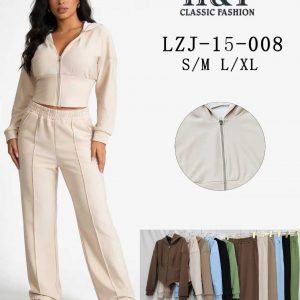 Conjunto Deportivo para Mujer Sudadera con Cierre + Pantalón Modelo LZJ-15-008 – Colores Surtidos | Tallas MEX CH/M–G/EG Paquete de 12pz